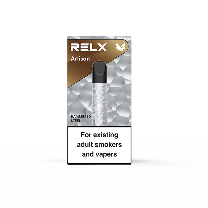 RELX Hammered Steel Device Packaging - the Premium Vaping Experience