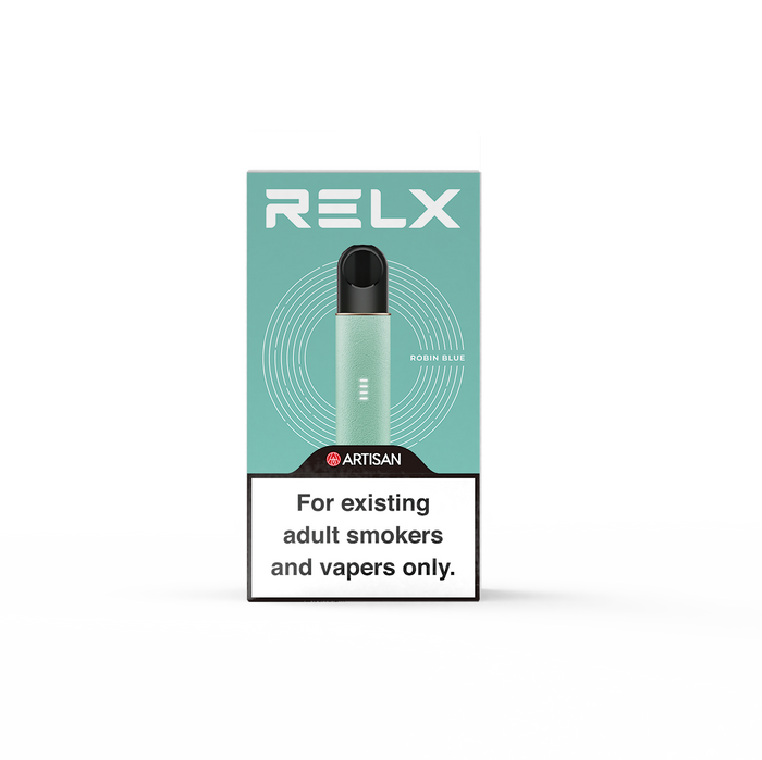 RELX Artisan Robin Blue Device Packaging - the Premium Vaping Experience