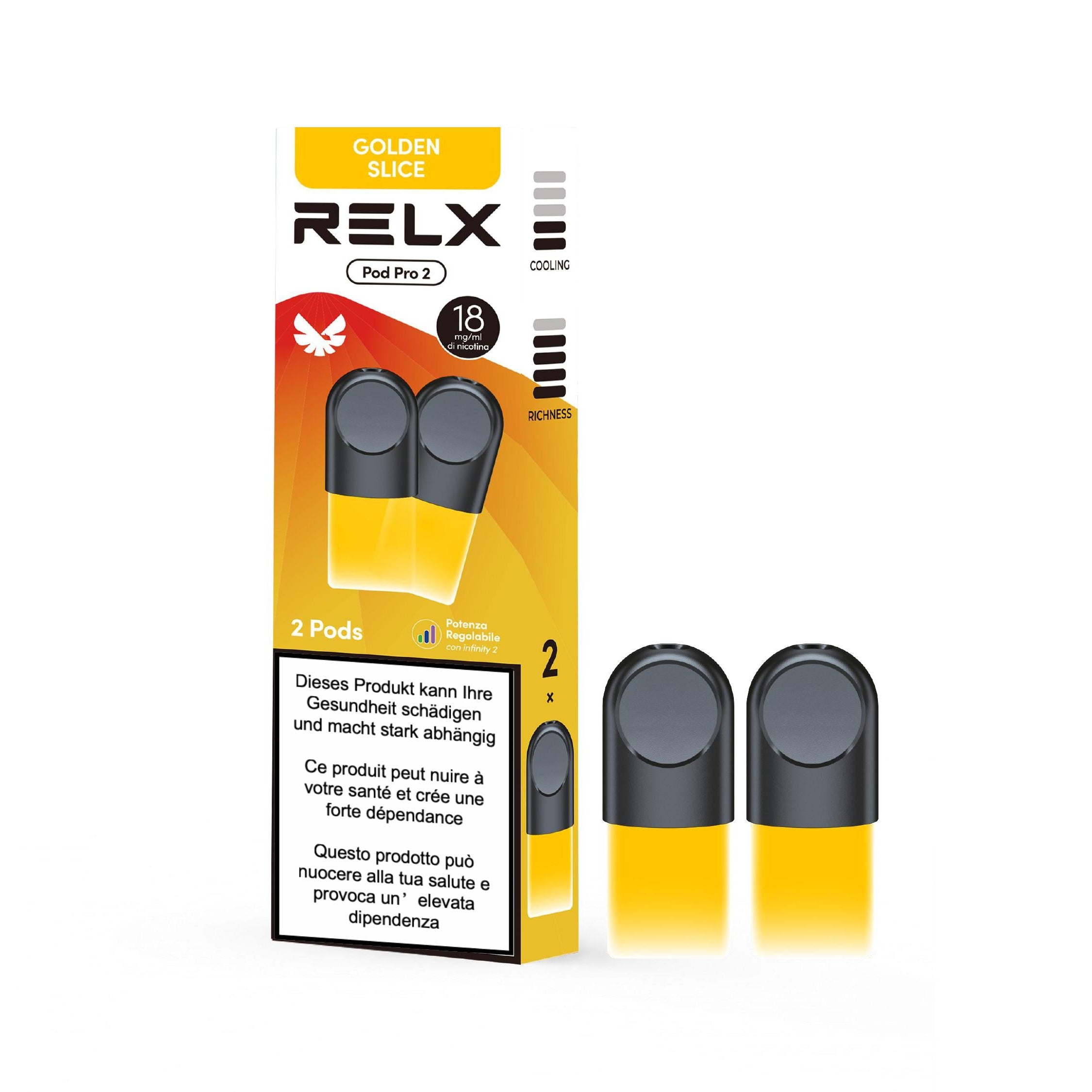 Relx Infinity Pod Golden Slice RELX WeCreate Pod Golden Slice18mg/ml Freebase RELX Relx Infinity Pod Golden Slice RELX WeCreate Pod Golden Slice18mg/ml Freebase RELX