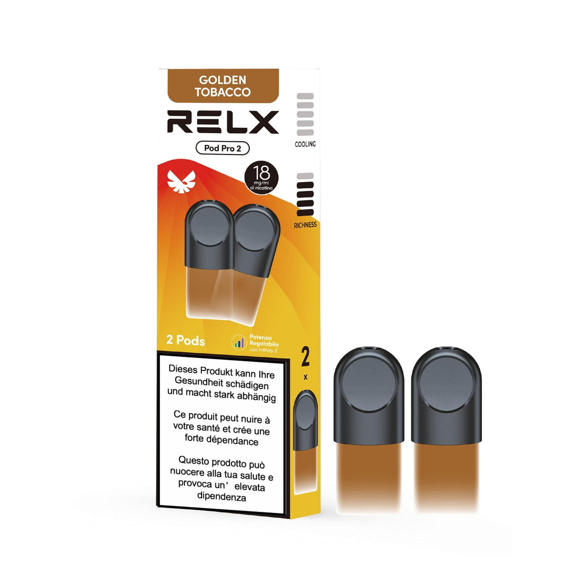 RELX Pro Pod 2 - Tabacco Dorato - 18mg/ml RELX Switzerland RELX Pro Pod 2 - Tabacco Dorato - 18mg/ml RELX Switzerland