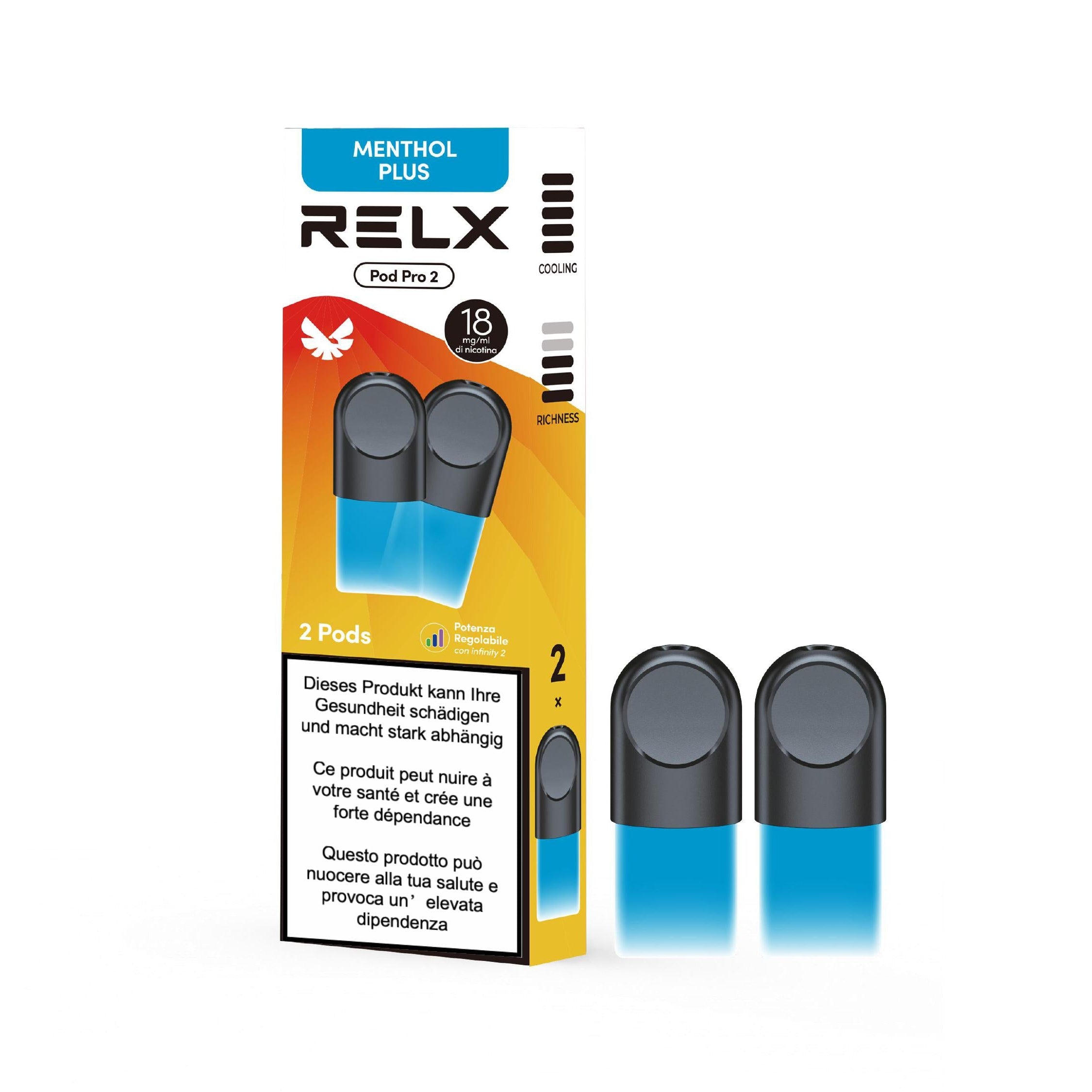 RELX Pro Pod 2 - Mentolo Plus - 18mg/ml RELX Switzerland RELX Pro Pod 2 - Mentolo Plus - 18mg/ml RELX Switzerland